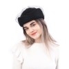 Фетровый шерстяной берет 531 Стюардесса Таблетка Вуалетка Пилотка черная--16