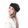 Фетровый шерстяной берет 531 Стюардесса Таблетка Вуалетка Пилотка черная--17