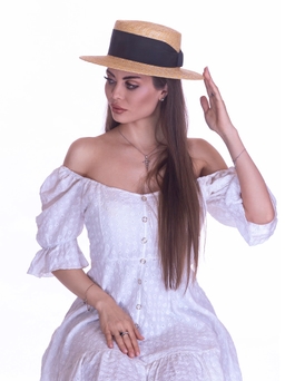 Соломенная шляпа Канотье7 микро черная--7