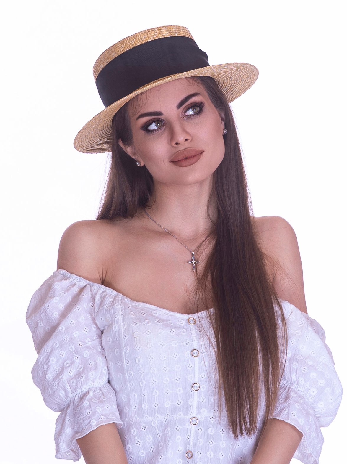 Соломенная шляпа Канотье7 микро черная--9