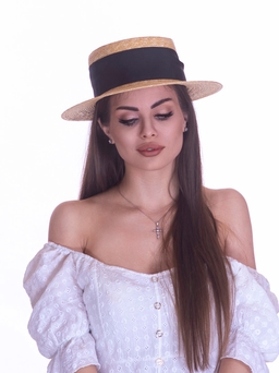 Соломенная шляпа Канотье7 микро черная--10