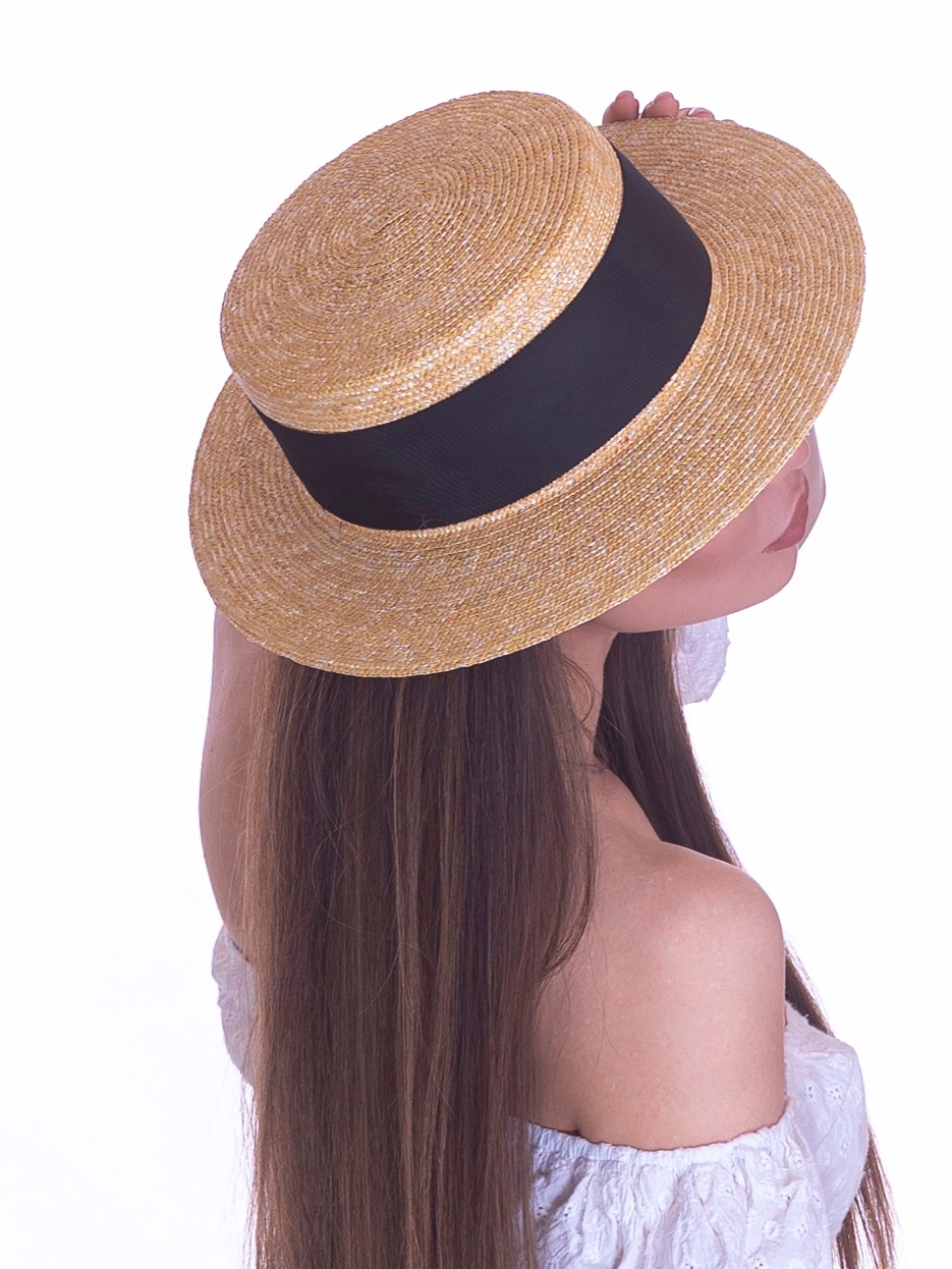 Соломенная шляпа Канотье7 микро черная--11