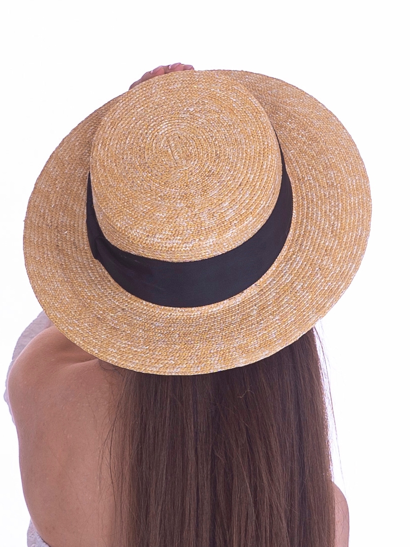 Соломенная шляпа Канотье7 микро черная--12