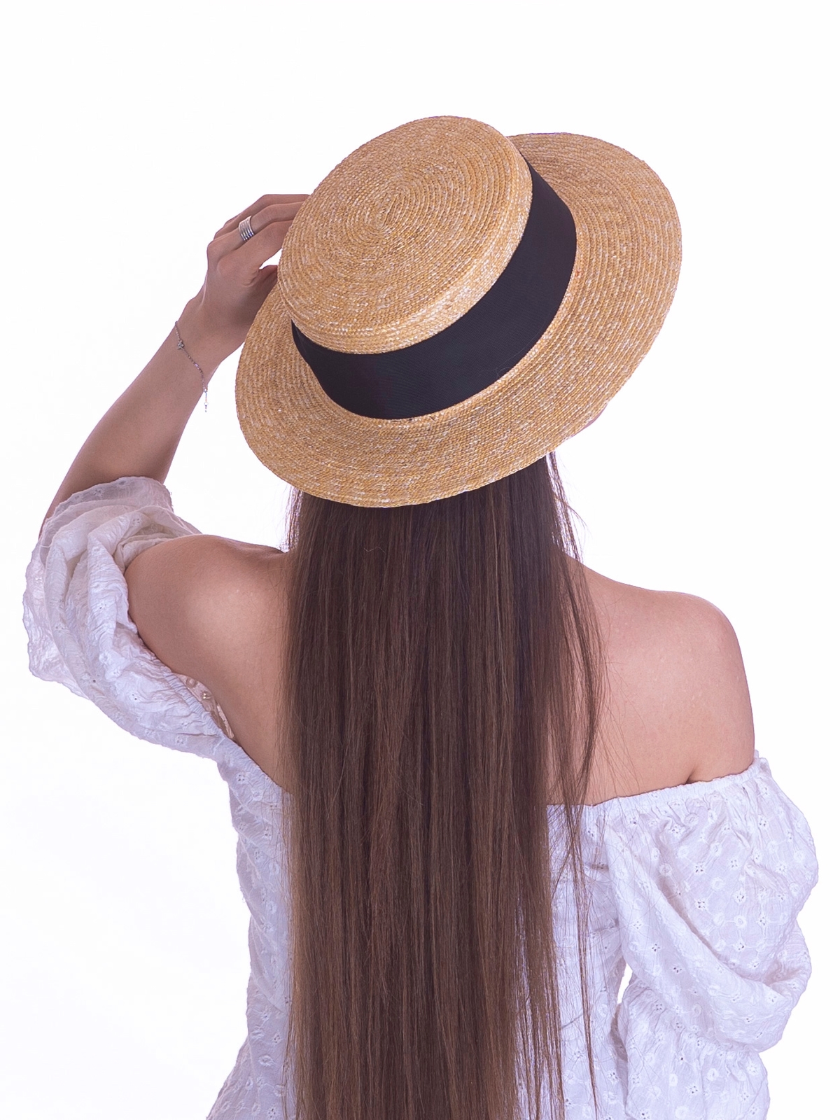 Соломенная шляпа Канотье7 микро черная--14