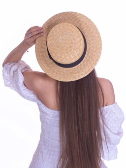 Соломенная шляпа Канотье7 микро черная--15