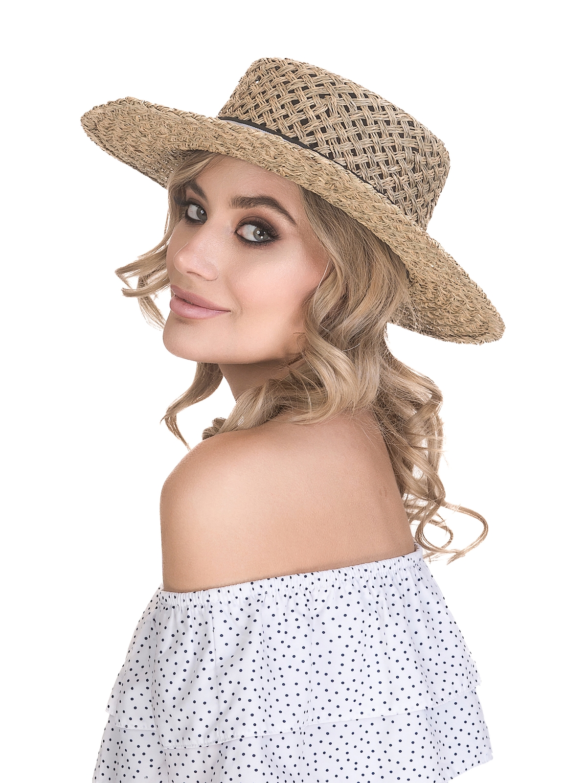 Соломенная шляпа Канотье рис полоска--12