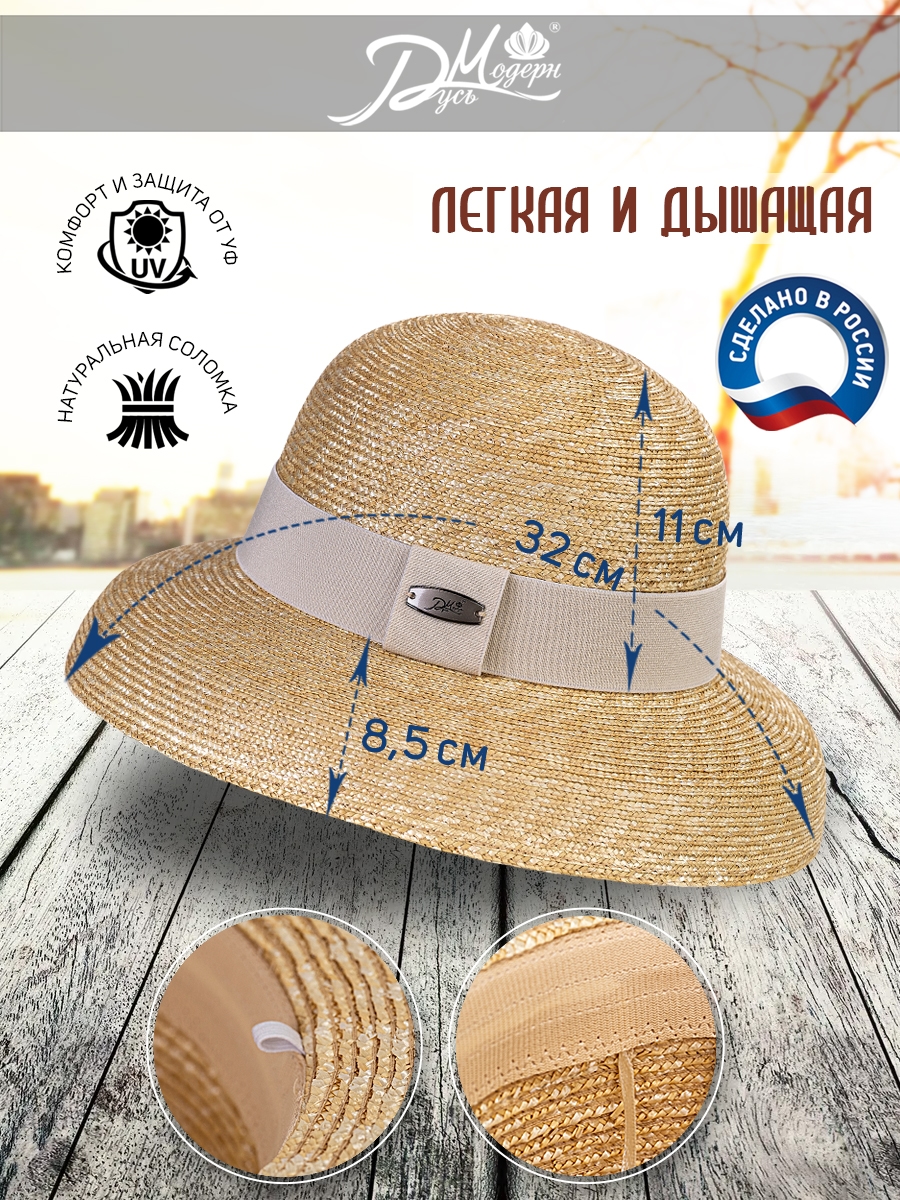 Шляпка Канотье  из микросоломки--7