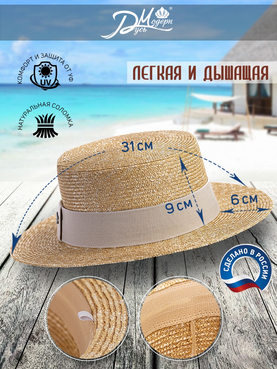 Шляпка Канотье  из микросоломки--5