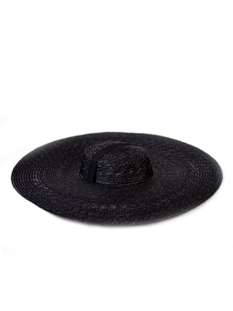 Соломенная шляпа Тотти с лентами большая чёрная