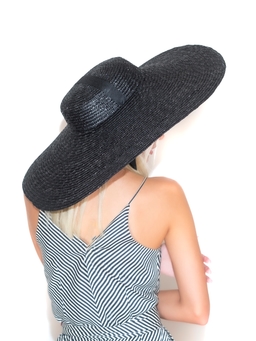 Соломенная шляпа Тотти с лентами большая чёрная--5