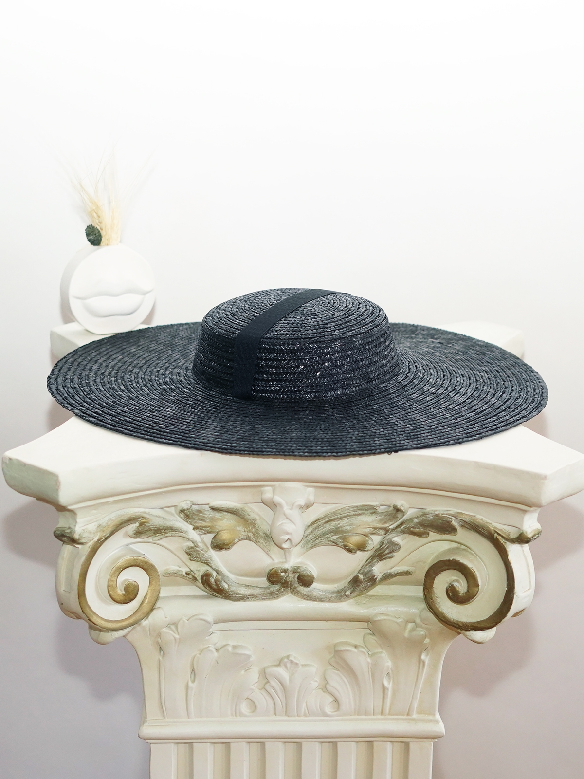 Соломенная шляпа Тотти L с лентами чёрная--9