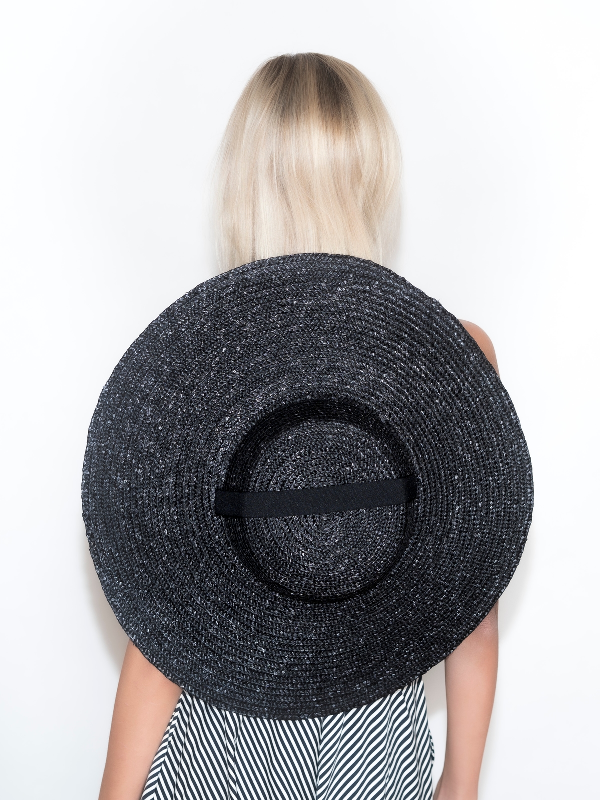 Соломенная шляпа Тотти L с лентами чёрная--5