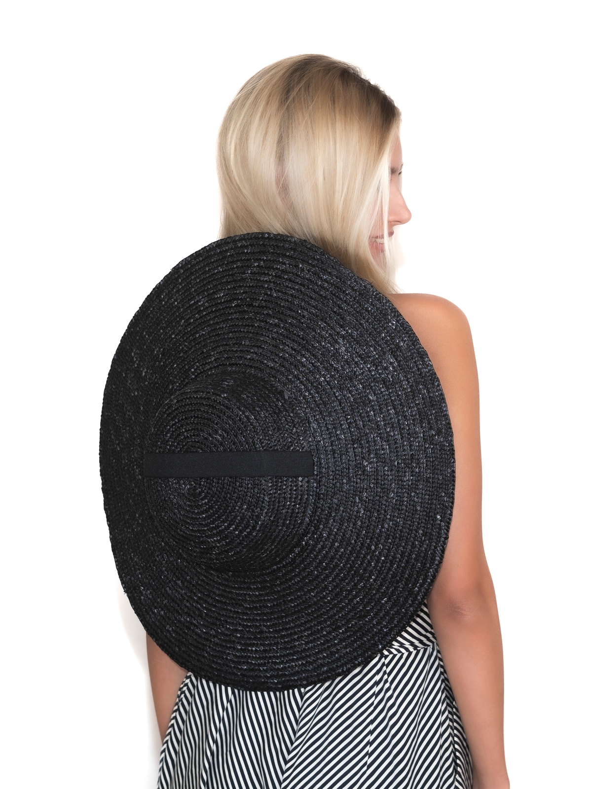 Соломенная шляпа Тотти L с лентами чёрная--7