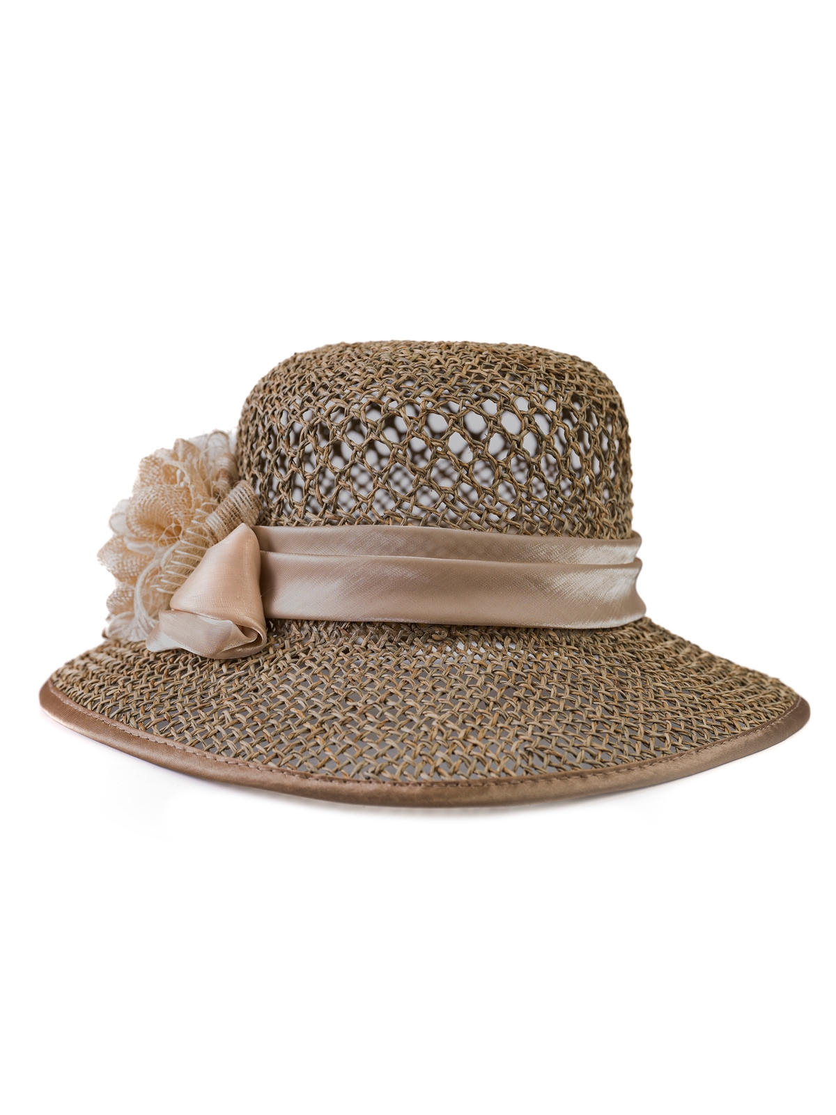 Соломенная шляпка №9 с ажурным плетением по тулии--3