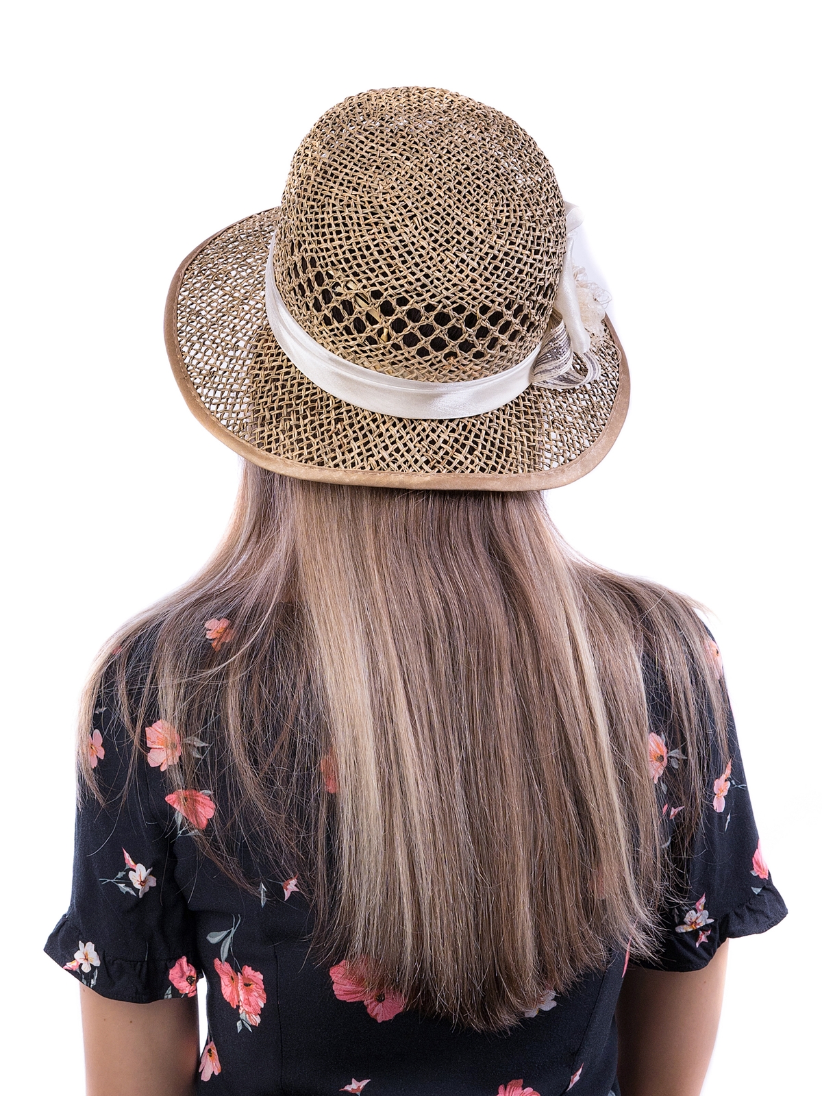 Соломенная шляпка № 18 с ажурным плетением по тулии--4