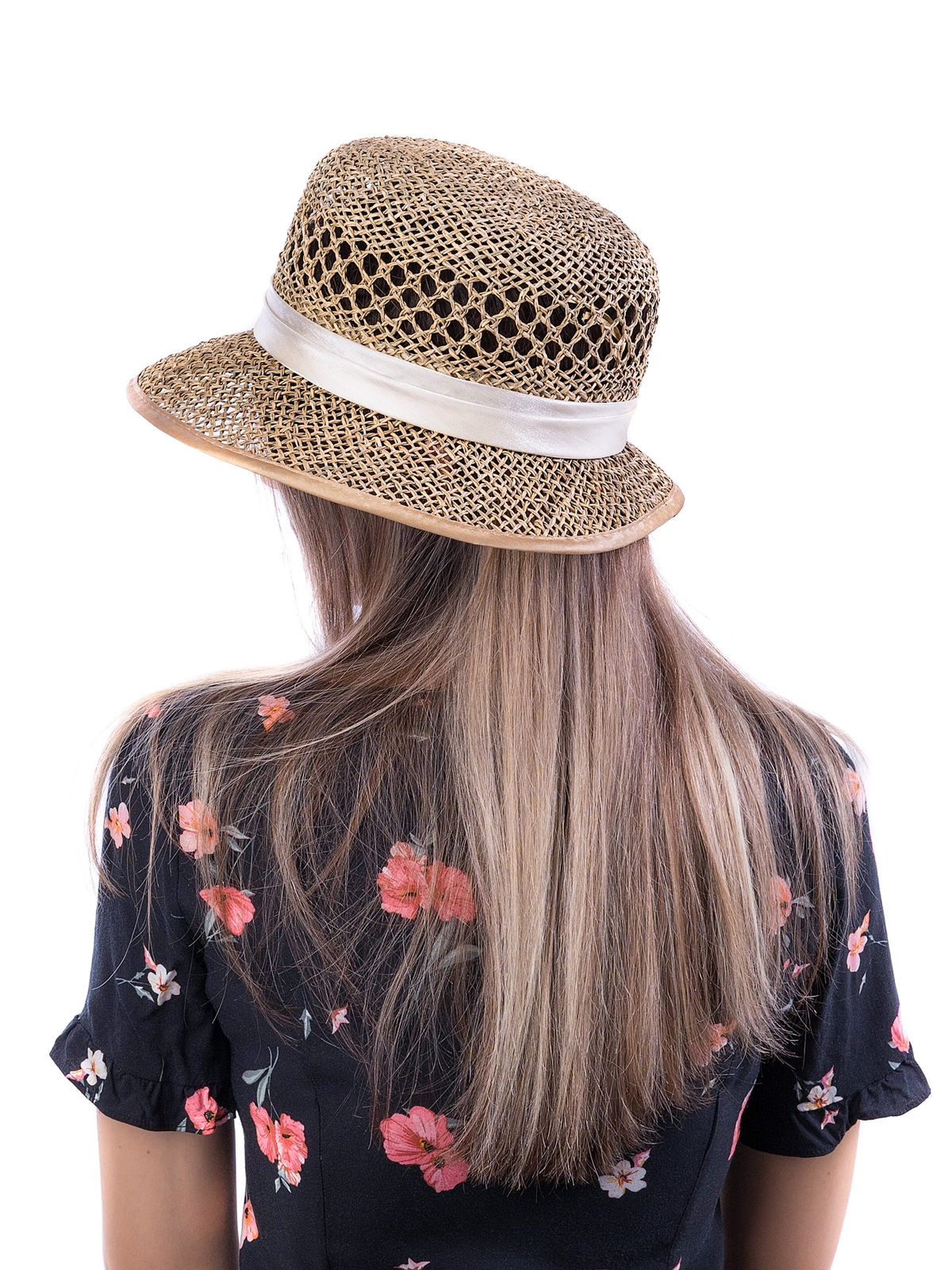 Соломенная шляпка № 18 с ажурным плетением по тулии--5