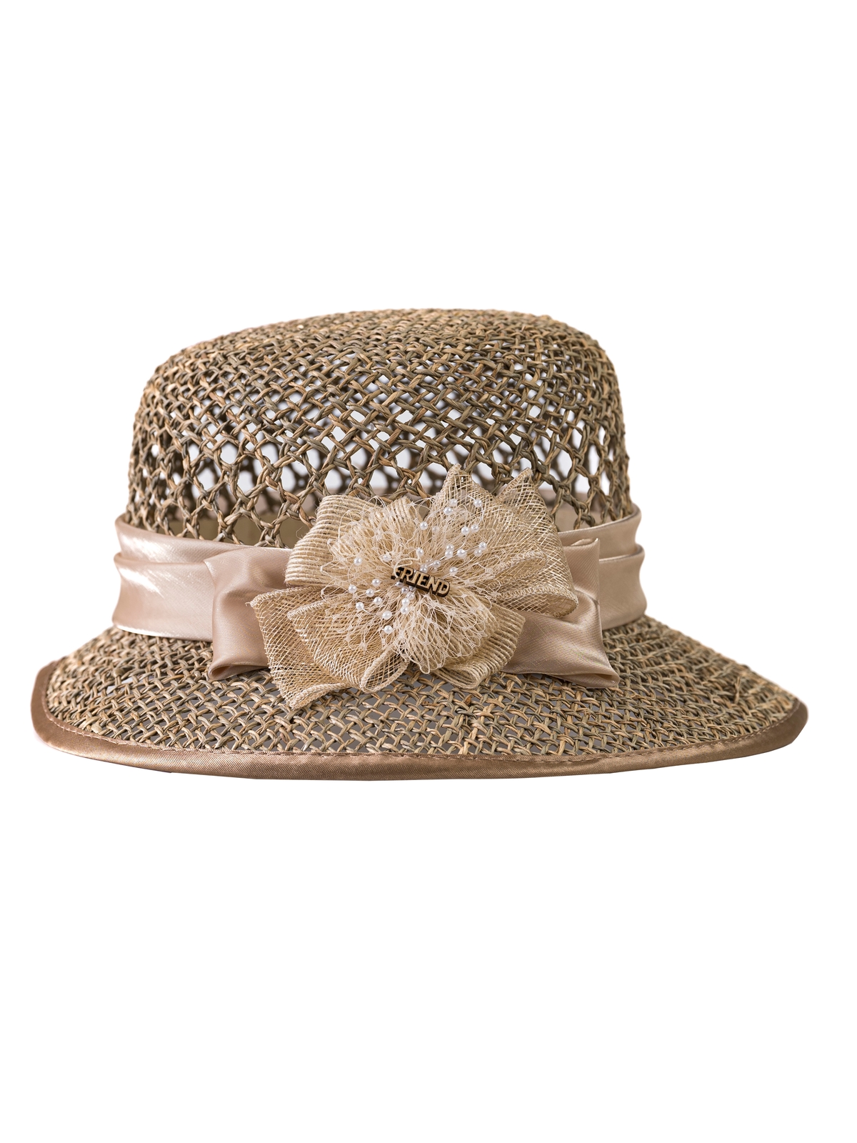 Соломенная шляпка № 18 с ажурным плетением по тулии