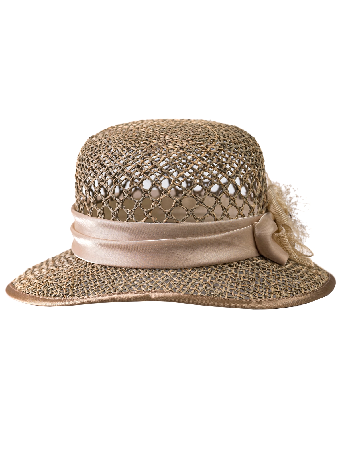 Соломенная шляпка № 18 с ажурным плетением по тулии--2