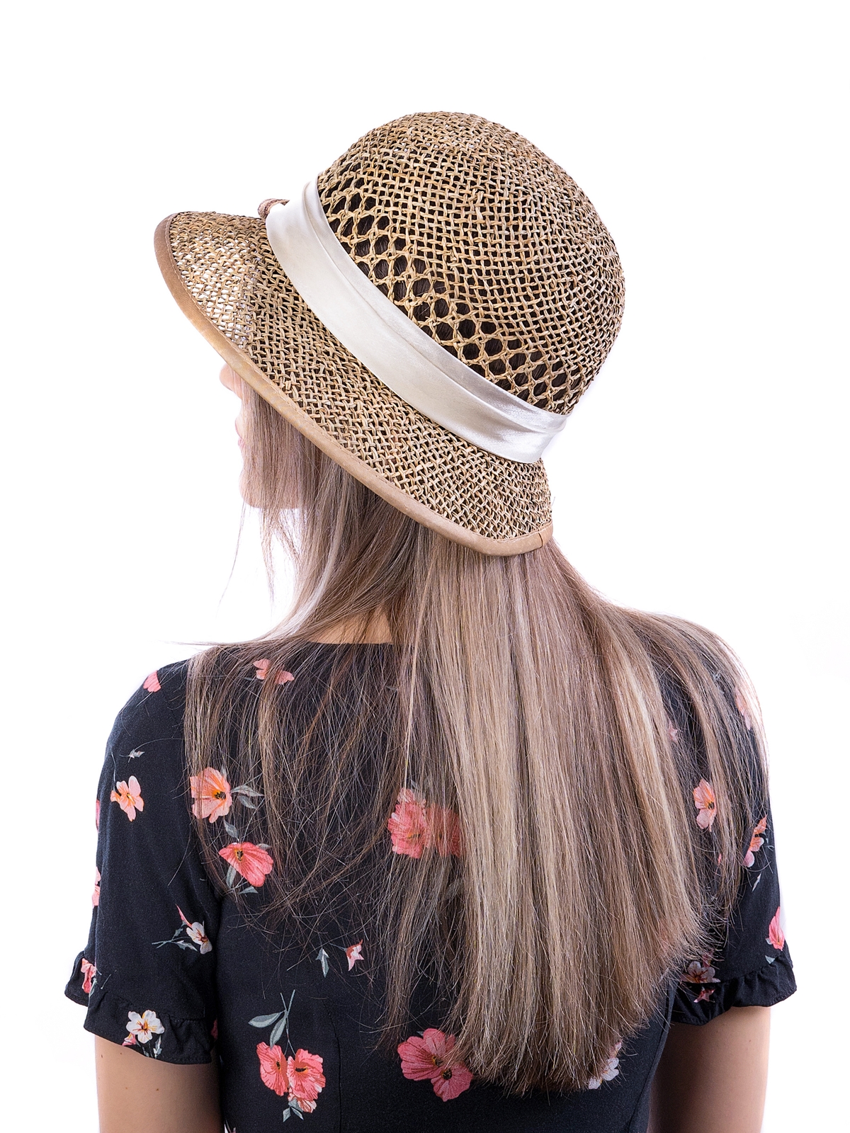 Соломенная шляпка № 19 с ажурным плетением по тулии--5