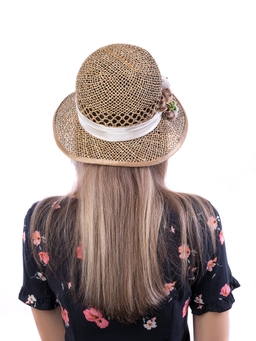 Соломенная шляпка № 19 с ажурным плетением по тулии--6