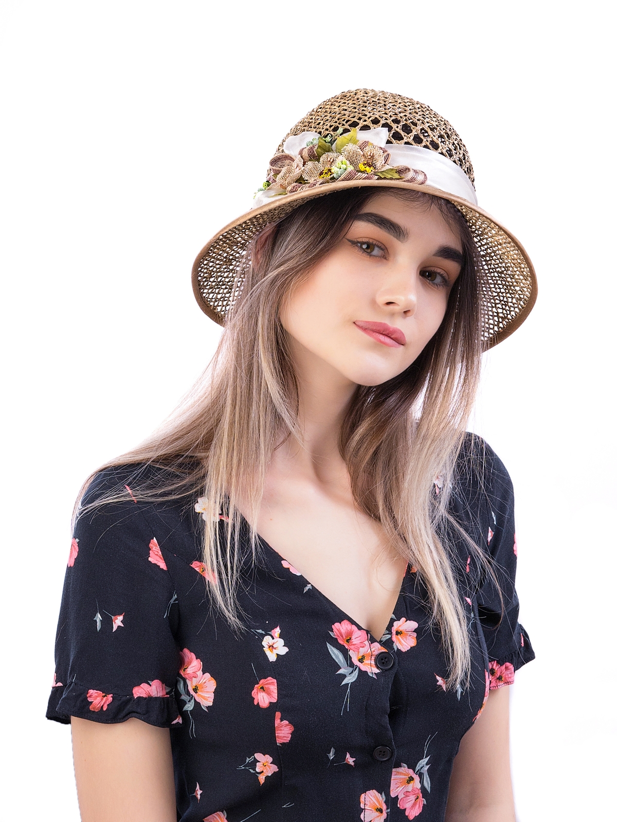 Соломенная шляпка № 19 с ажурным плетением по тулии--9