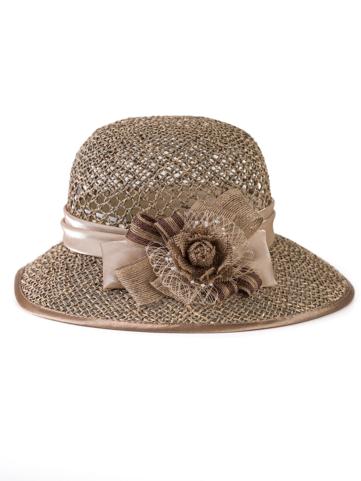 Соломенная шляпка № 2 с ажурным плетением по тулии