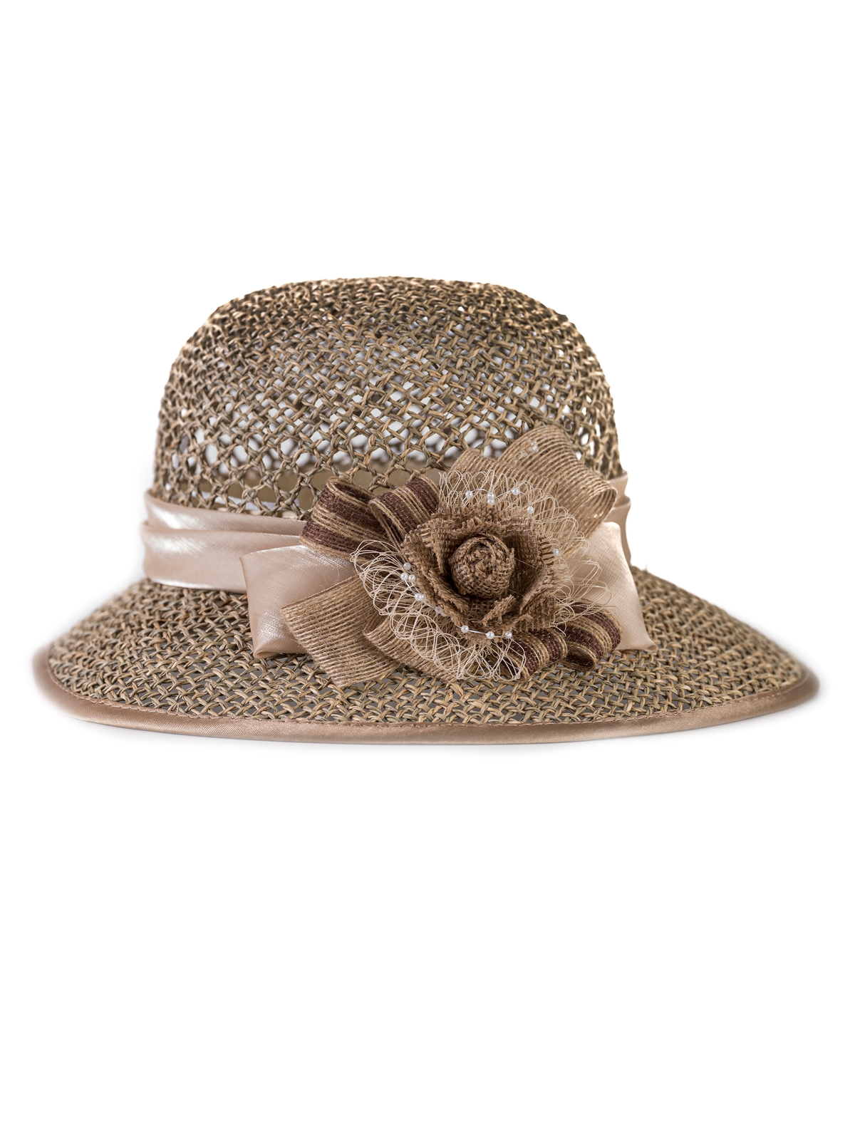 Соломенная шляпка № 2 с ажурным плетением по тулии--1