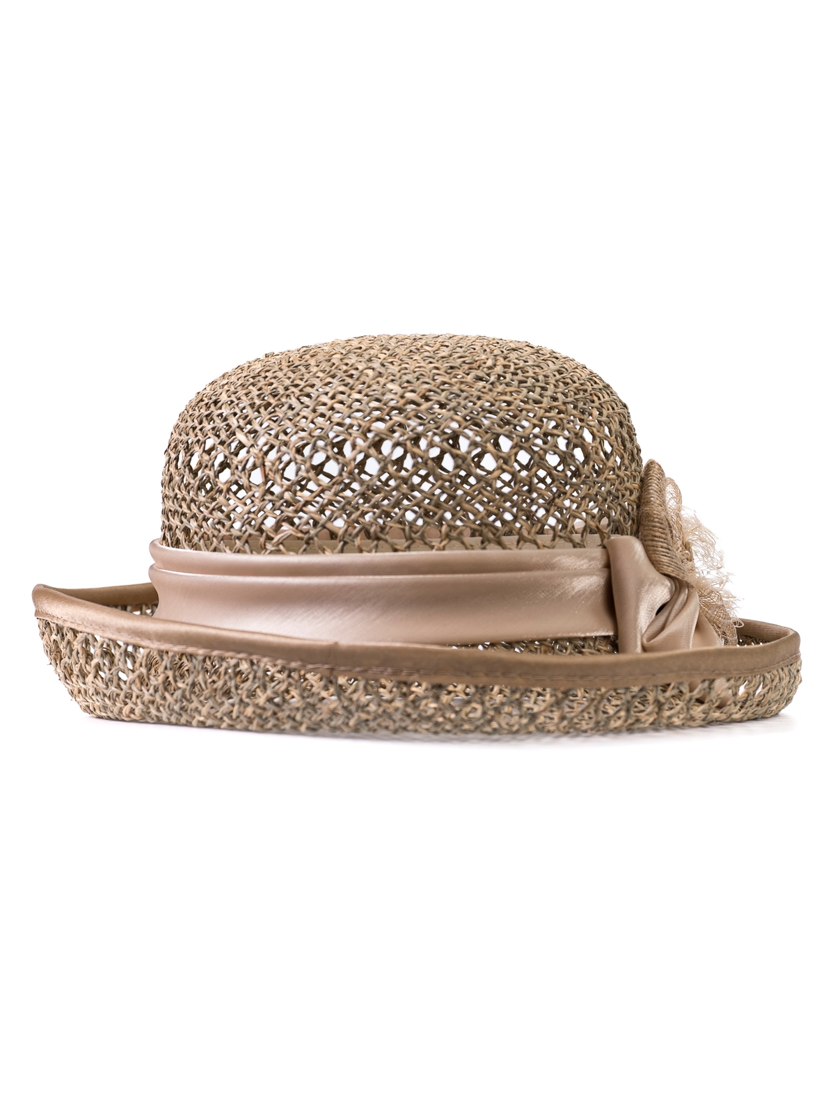 Соломенная шляпка № 22  с ажурным плетением по тулии и полю--2