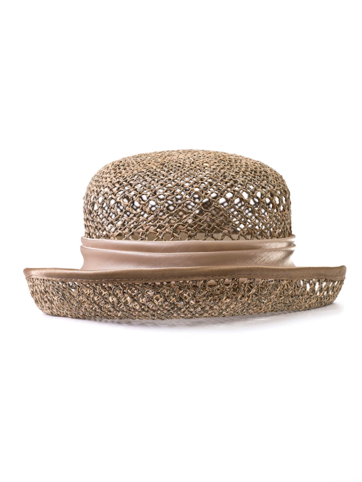 Соломенная шляпка № 22  с ажурным плетением по тулии и полю--3