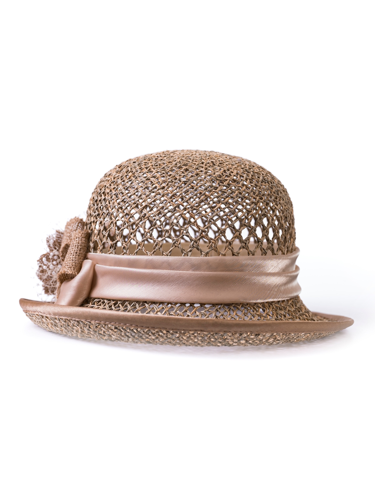 Соломенная шляпка № 23  с ажурным плетением по тулии --2