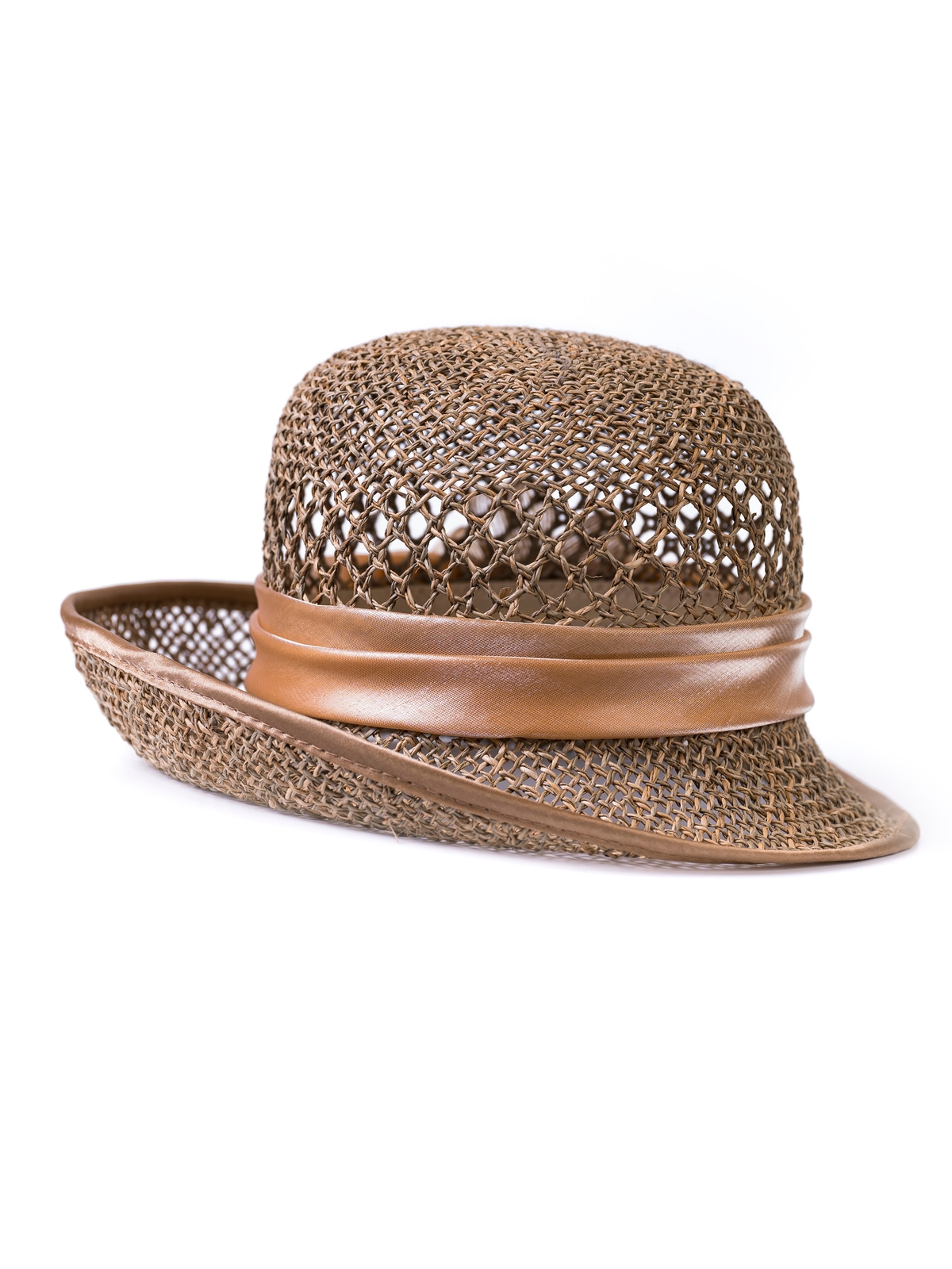 Соломенная шляпка № 25  с ажурным плетением по тулии--3