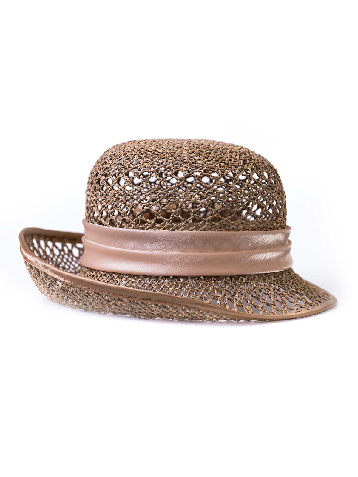 Соломенная шляпка № 25 с ажурным плетением по тулии и полю--3