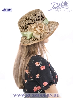 Соломенная шляпка № 26 с с ажурным плетением по тулии --4
