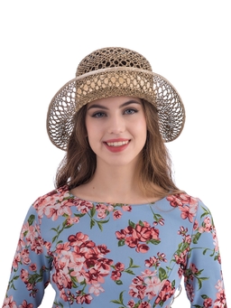 Соломенная шляпка №27 ажурным плетением по полю и тулии--7