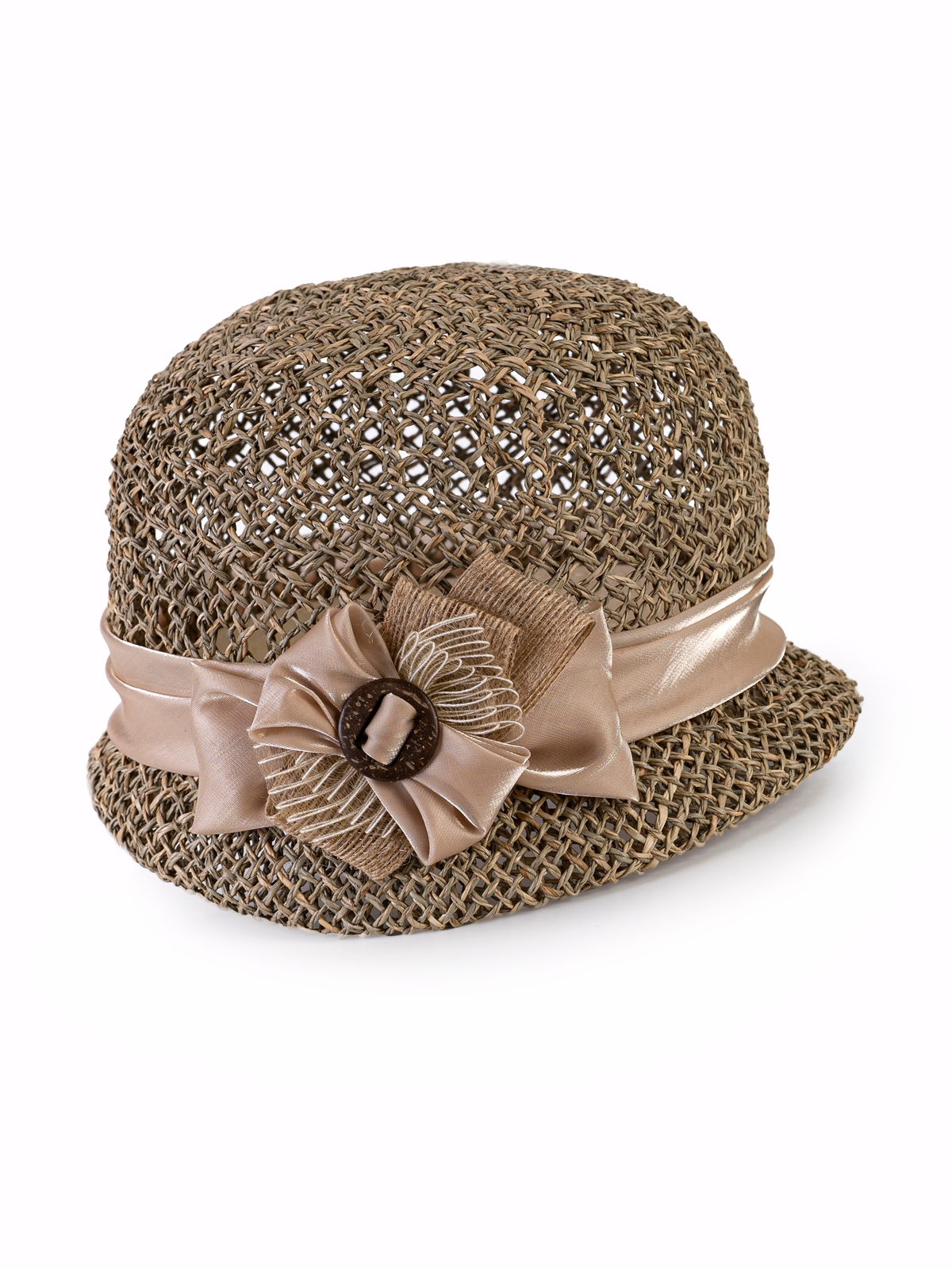 Соломенная шляпка № 315 с ажурным плетением--1