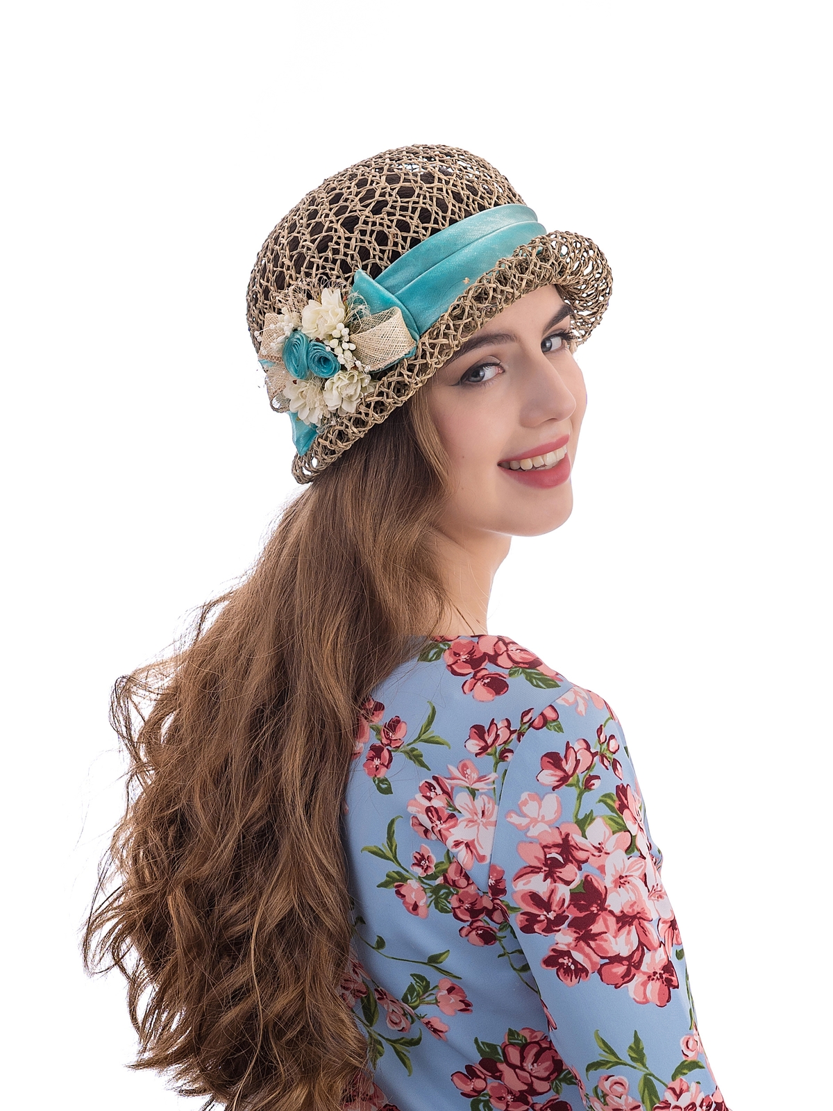 Соломенная шляпка № 322 с ажурным плетением--9