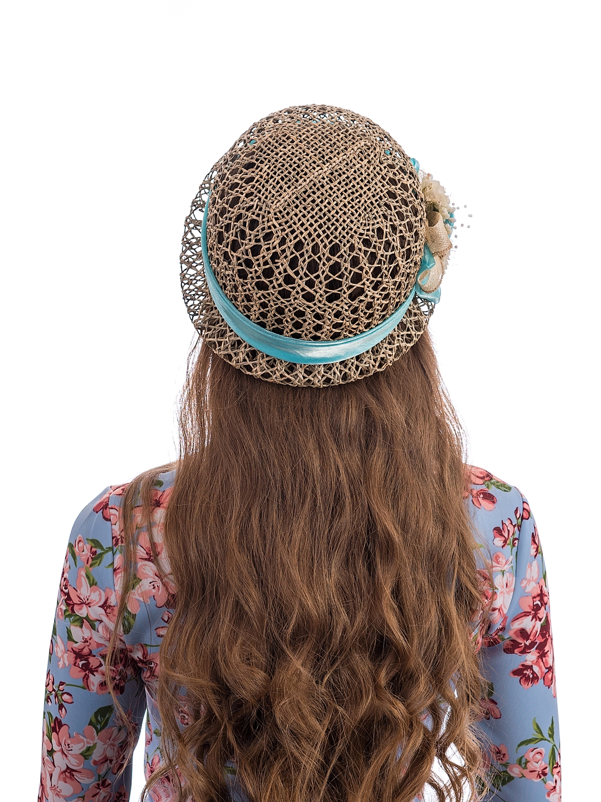 Соломенная шляпка № 322 с ажурным плетением--10