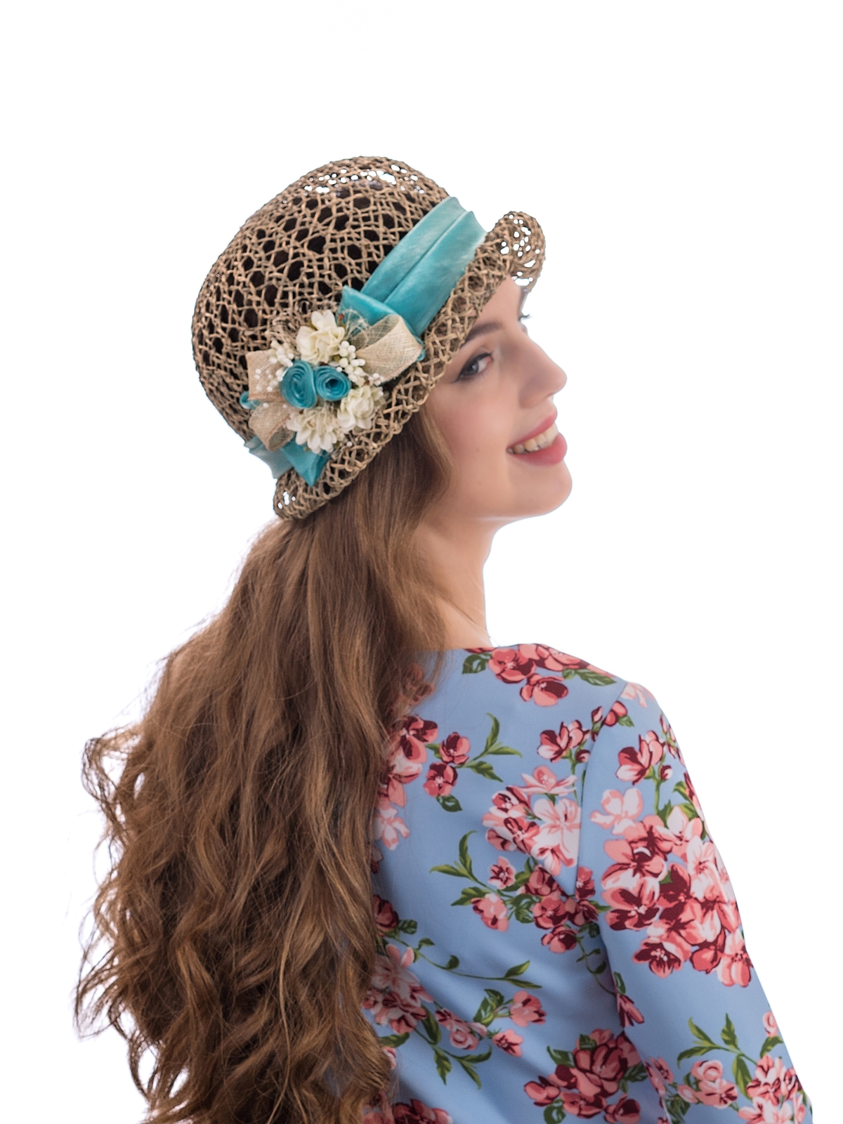 Соломенная шляпка № 322 с ажурным плетением--11