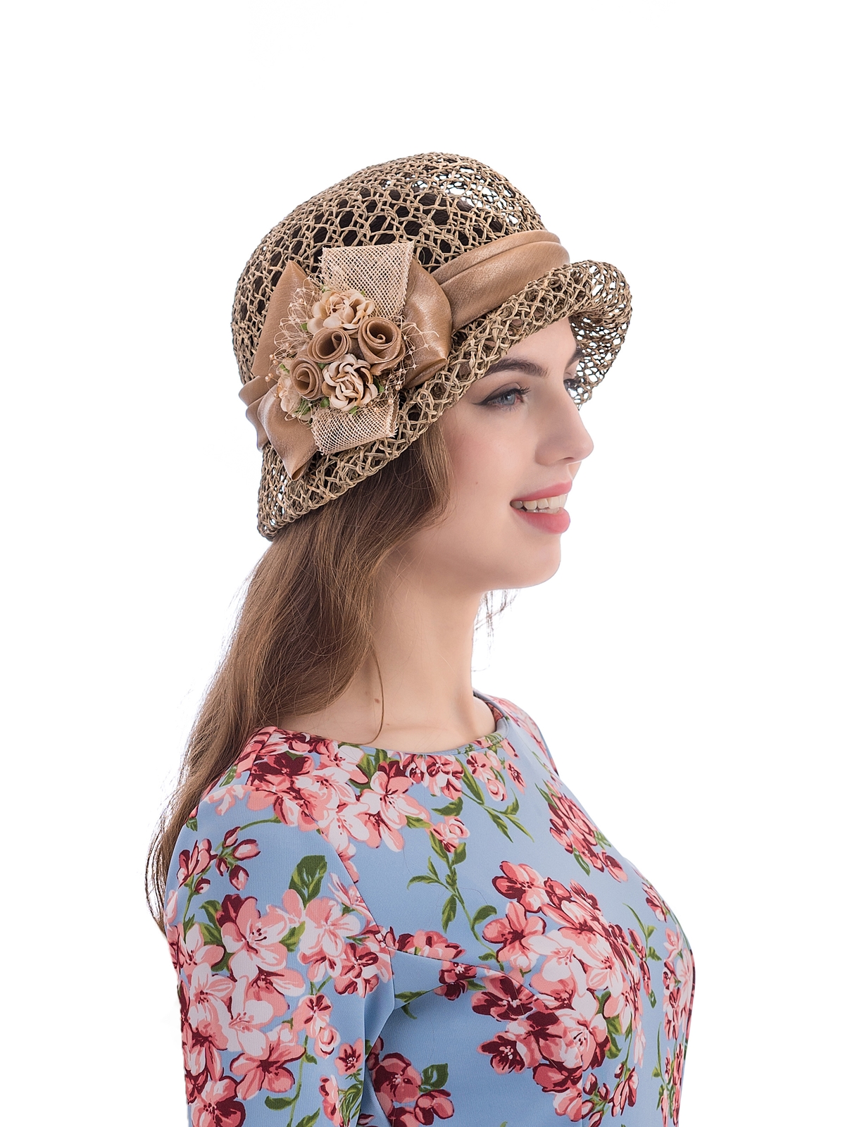 Соломенная шляпка № 322 с ажурным плетением--13