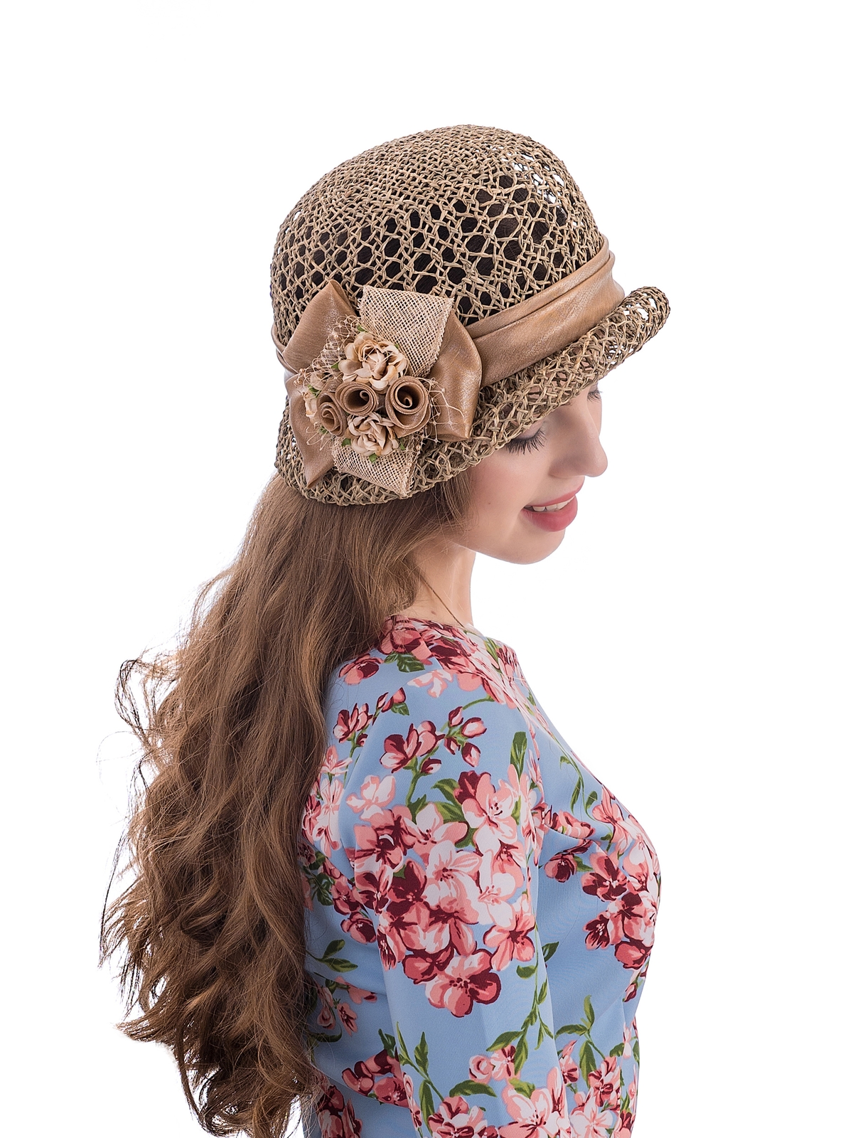 Соломенная шляпка № 322 с ажурным плетением--14