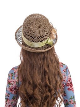 Соломенная шляпка №41с ажуром по полю и тулии--14