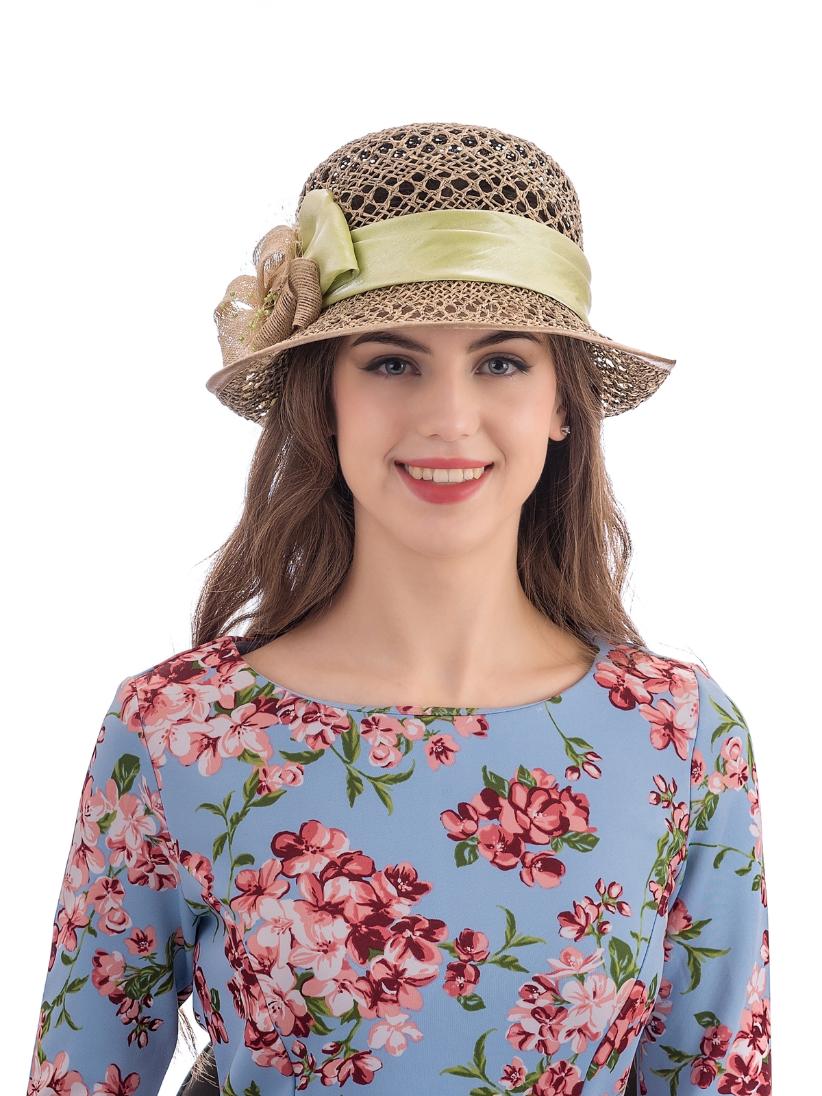 Соломенная шляпка №41с ажуром по полю и тулии--11