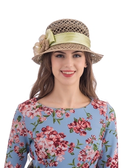 Соломенная шляпка №41с ажуром по полю и тулии--11