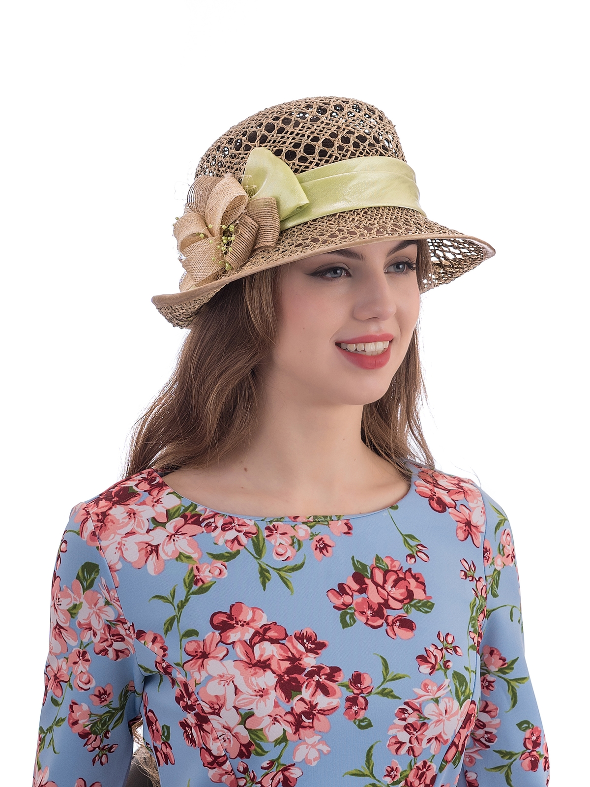 Соломенная шляпка №41с ажуром по полю и тулии--12