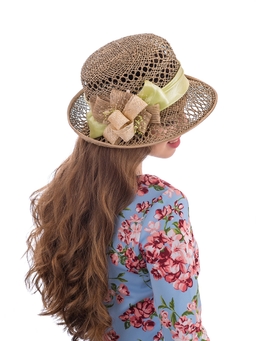 Соломенная шляпка №41с ажуром по полю и тулии--13