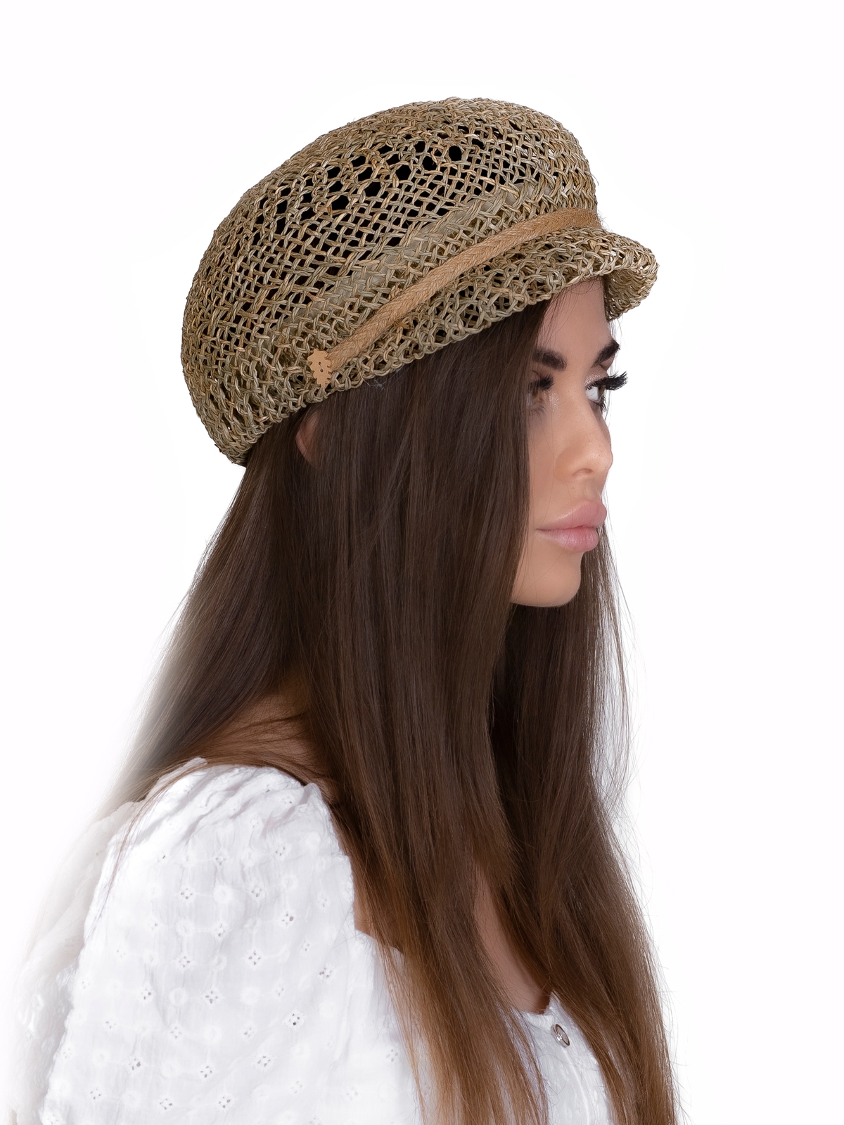 Соломенная кепка   433 с ажурным плетением--3