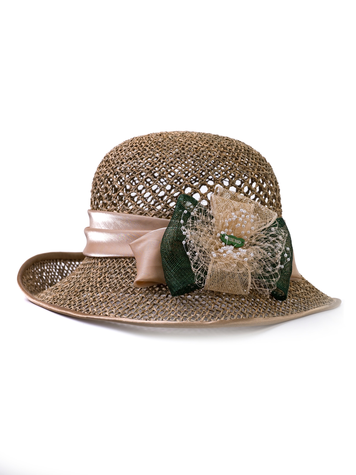 Соломенная шляпка №44 с ажуром по тулии--1