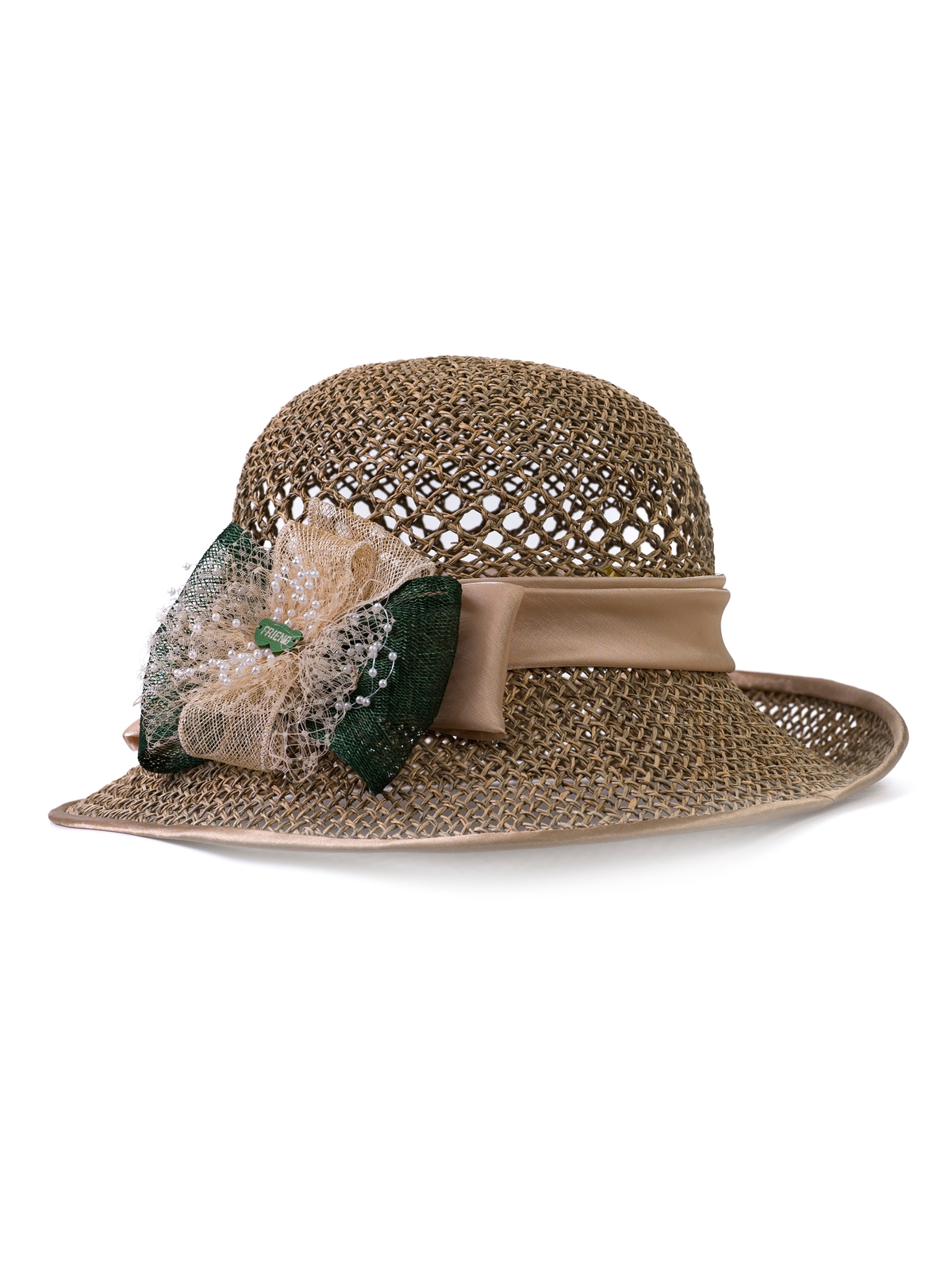 Соломенная шляпка №44 с ажуром по тулии