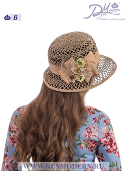 Соломенная шляпка №5 с ажуром по тулии и полю--9
