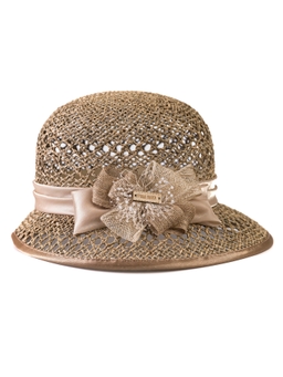 Соломенная шляпка №5 с ажуром по тулии и полю